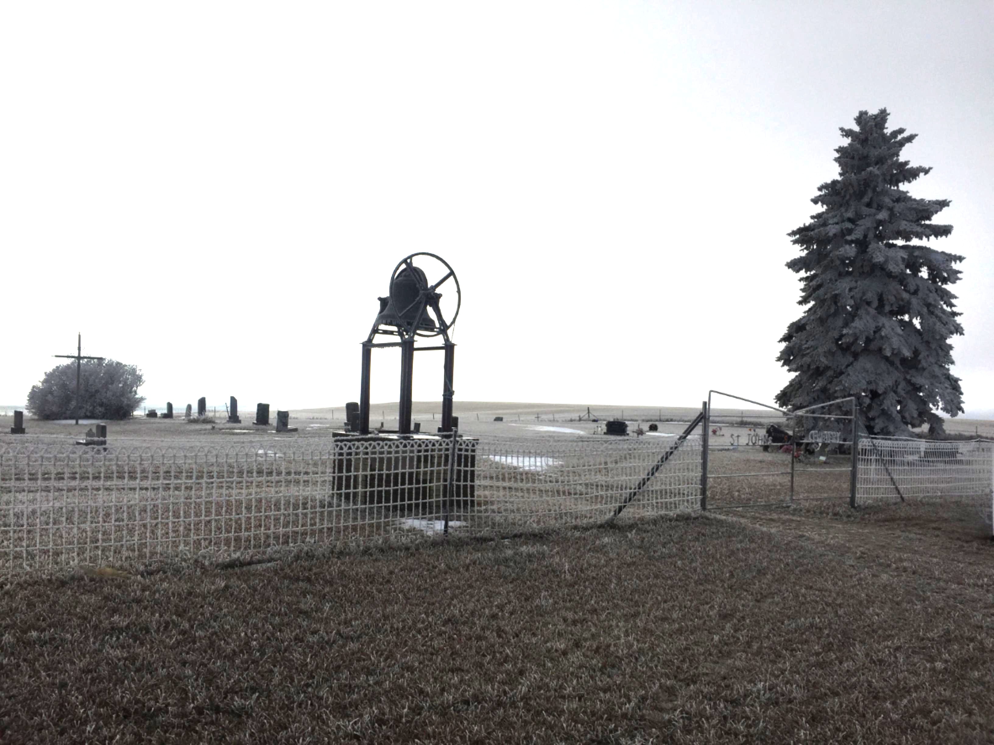 Memorial gravestones and peaceful grounds